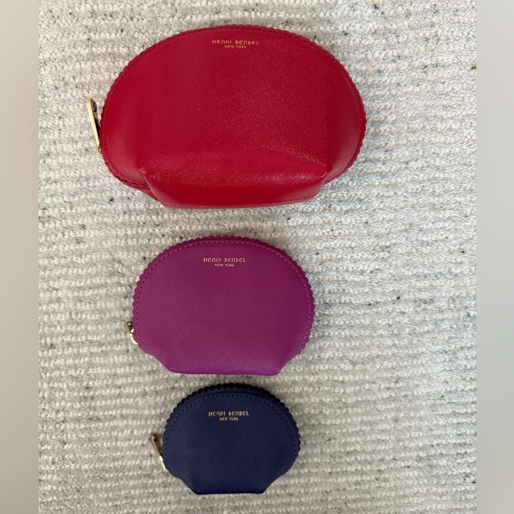 Henri Bendel Genuine Leather Nestled Cosmetic Bag Trio